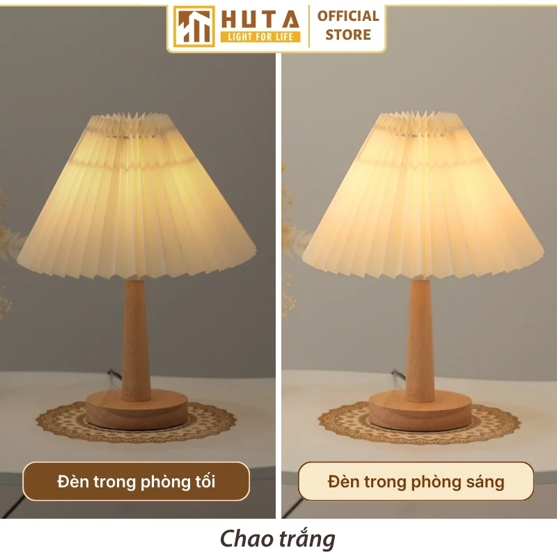 Đèn Ngủ Để Bàn Khách Sạn, Tab Đầu Giường HUTA Light For Life Phong Cách Vintage Thân Gỗ Mã G5