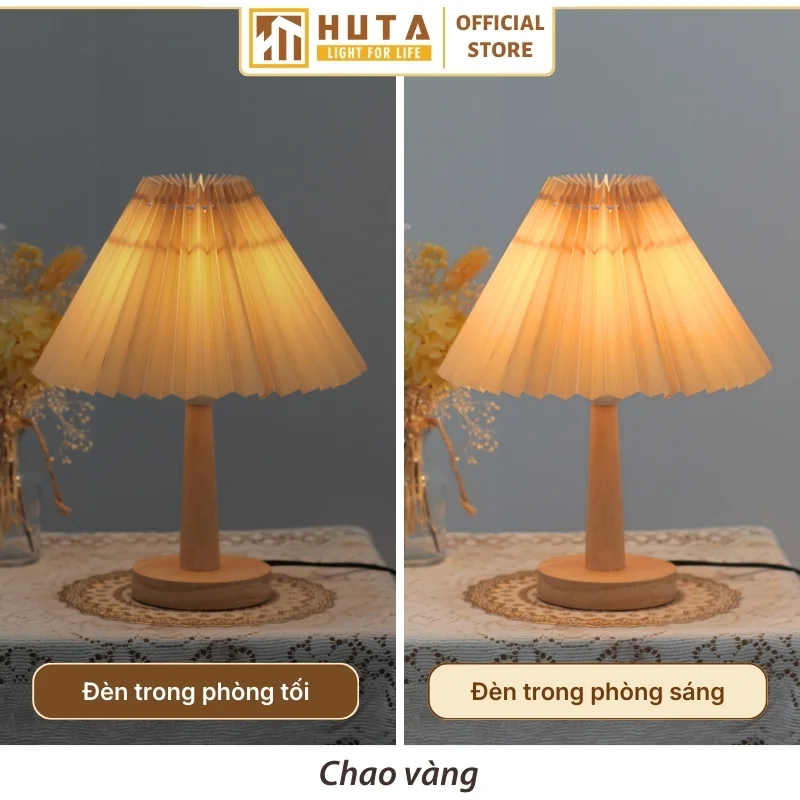 Đèn Ngủ Để Bàn Khách Sạn, Tab Đầu Giường HUTA Light For Life Phong Cách Vintage Thân Gỗ Mã G5