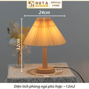 Đèn Ngủ Để Bàn Khách Sạn, Tab Đầu Giường HUTA Light For Life Phong Cách Vintage Thân Gỗ Mã G5