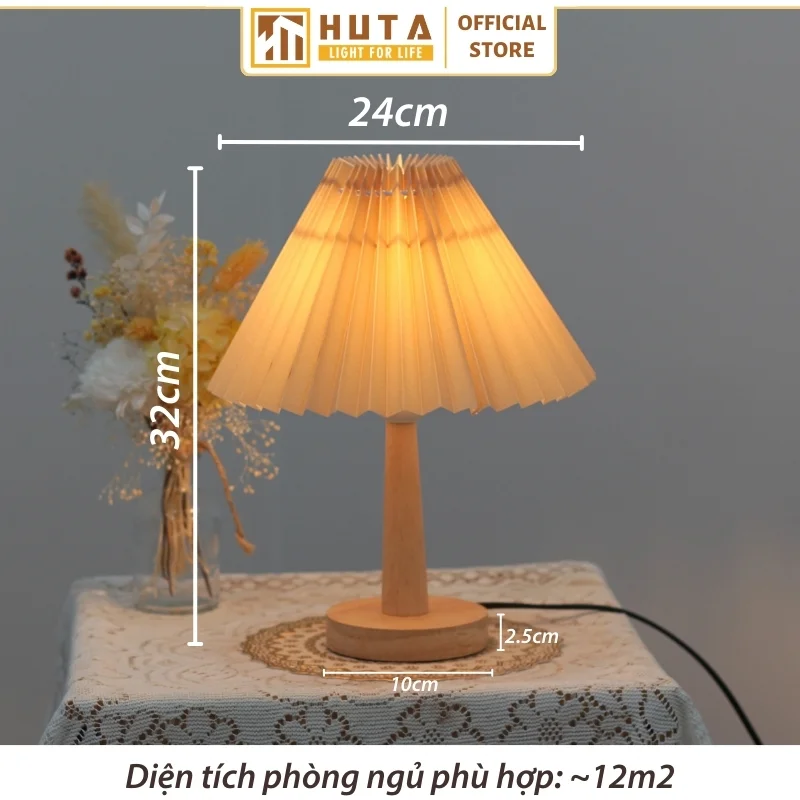 Đèn Ngủ Để Bàn Khách Sạn, Tab Đầu Giường HUTA Light For Life Phong Cách Vintage Thân Gỗ Mã G5