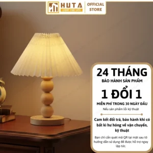 Đèn Ngủ Để Bàn Khách Sạn, Tab Đầu Giường HUTA Light For Life Phong Cách Vintage Thân Gỗ Mã G7