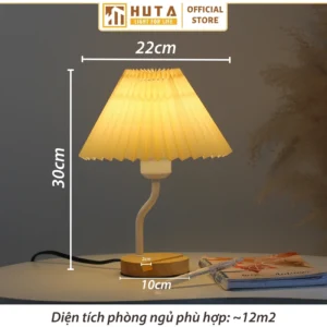 Đèn Ngủ Để Bàn Khách Sạn, Tab Đầu Giường HUTA Light For Life Phong Cách Vintage Thân Gỗ Mã G8