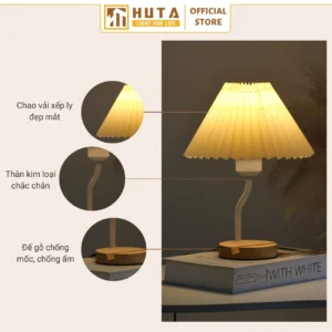 Đèn Ngủ Để Bàn Khách Sạn, Tab Đầu Giường HUTA Light For Life Phong Cách Vintage Thân Gỗ Mã G8