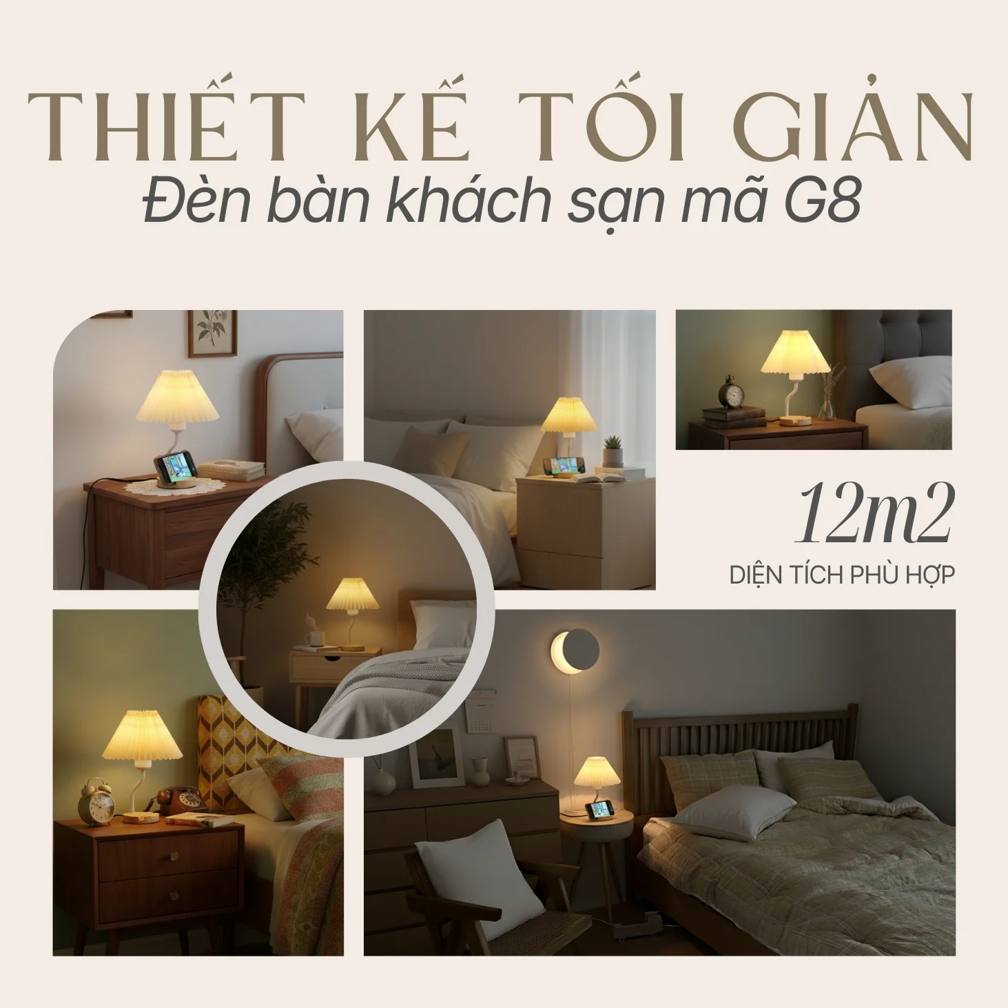 Ứng dụng đèn ngủ để bàn khách sạn mã G8 trong các mô hình lưu trú và phong cách không gian phù hợp