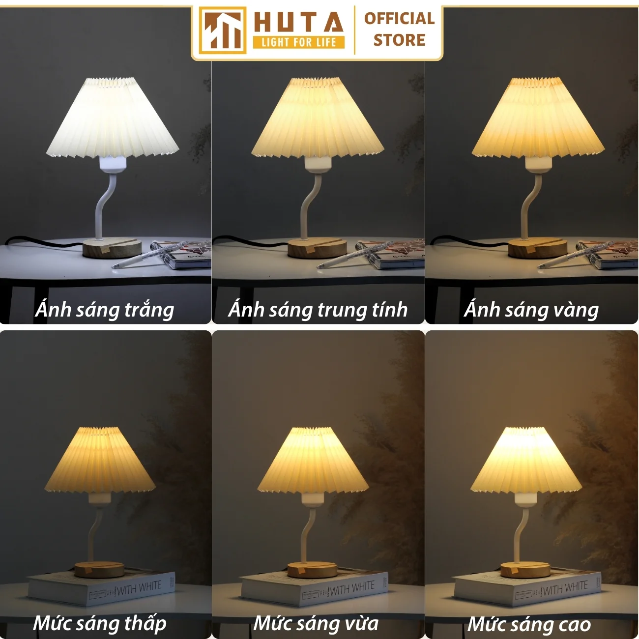 Đèn Ngủ Để Bàn Khách Sạn, Tab Đầu Giường HUTA Light For Life Phong Cách Vintage Thân Gỗ Mã G8