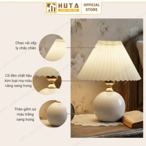 Đèn Ngủ Để Bàn Khách Sạn, Tab Đầu Giường HUTA Light For Life Thân Gốm Sứ Mã S8