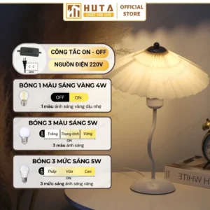 Đèn Ngủ Để Bàn Sang Trọng Decor Khách Sạn HUTA Light For Life Thân Kim Loại Mã T11