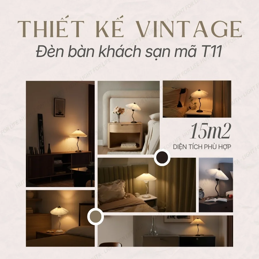 Ứng dụng của đèn ngủ để bàn khách sạn thân kim loại mã T11 và phong cách không gian