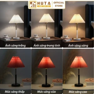 Đèn Ngủ Để Bàn Sang Trọng Decor Khách Sạn HUTA Light For Life Thân Kim Loại Mã T9
