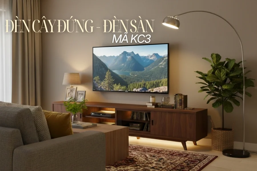 Đèn cây đứng HUTA Light For Life chất liệu kim loại dáng cong mã KC3