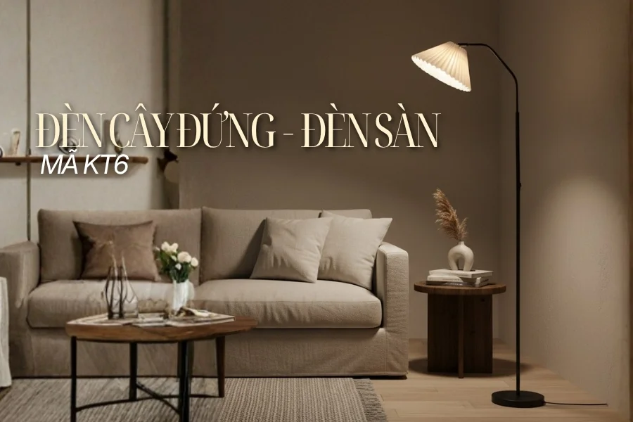 Đèn cây đứng HUTA Light For Life thân kim loại dáng cong mã KT6