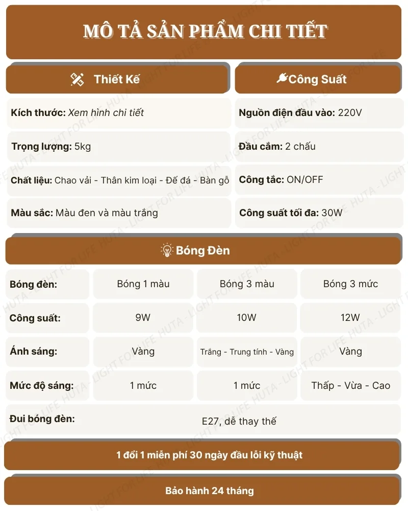 Thông số kỹ thuật chi tiết đèn cây đứng decor mã KC10