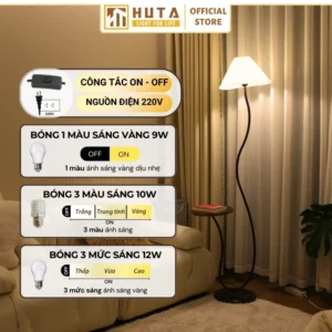 Đèn cây đứng kết hợp bàn cafe HUTA Light For Life dáng cong nghệ thuật mã KC10