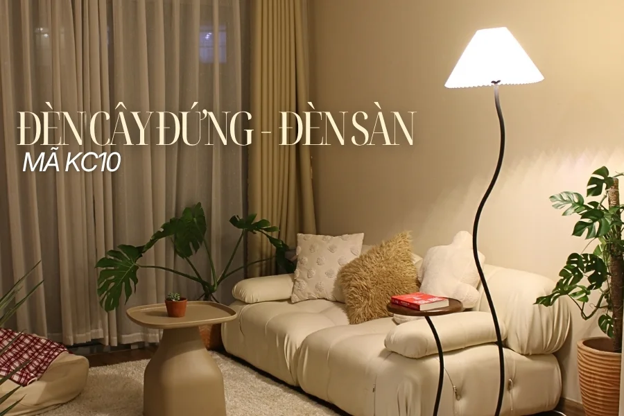 Đèn cây đứng kết hợp bàn cafe HUTA Light For Life dáng cong nghệ thuật mã KC10