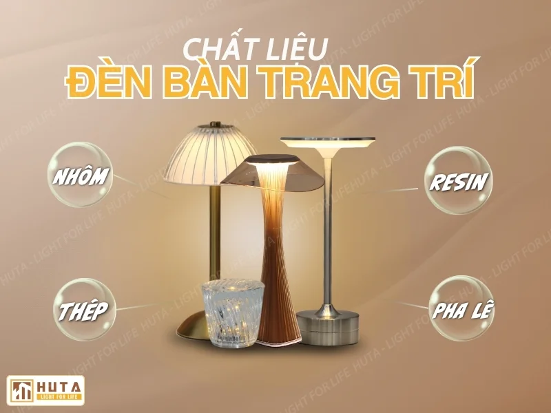 Chất Liệu Đèn Bàn Trang Trí: Nhôm, Thép, Pha Lê Hay Resin?